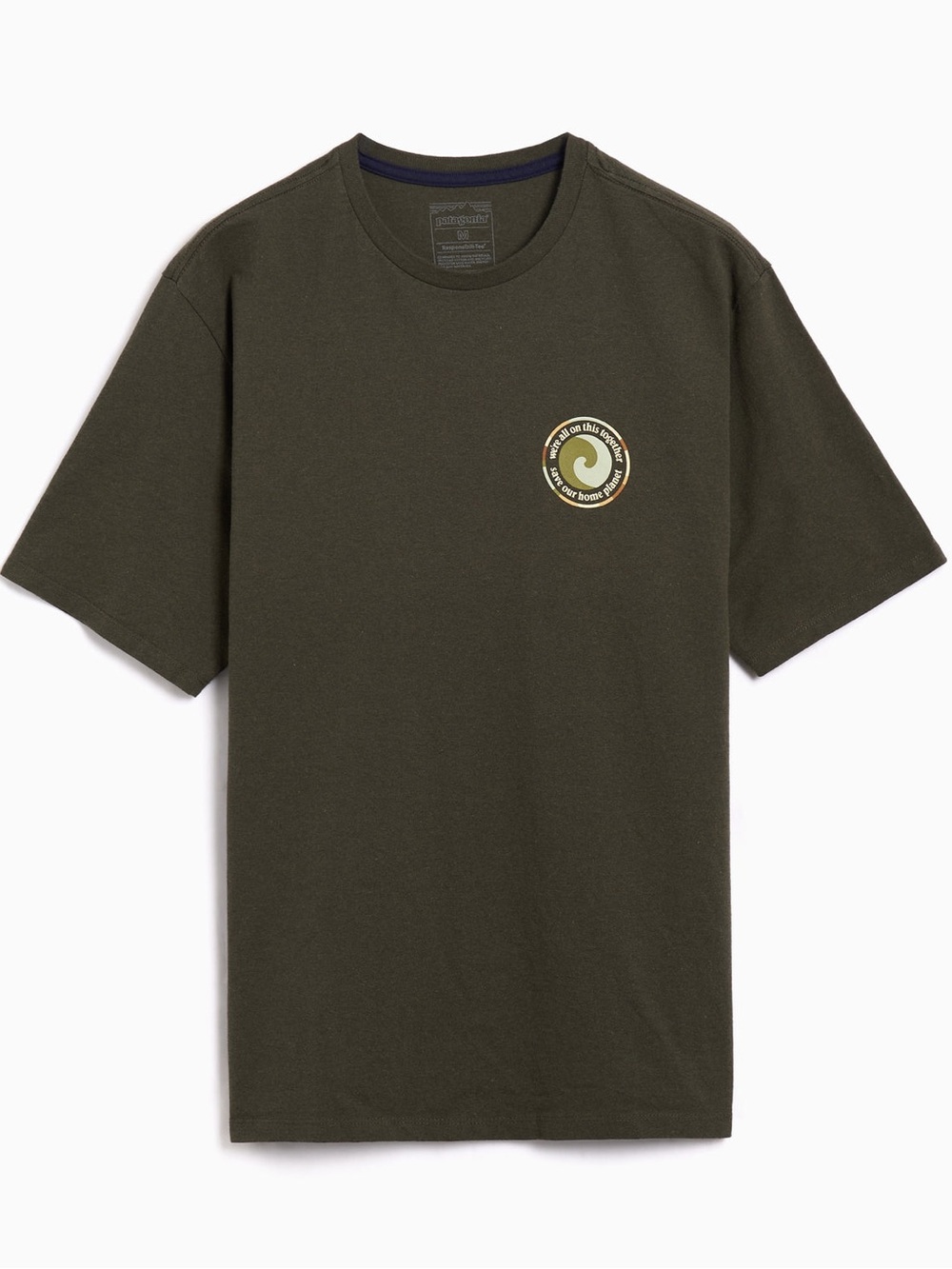 Men's Patagonia Responsibil-tees Olive Green Graphic Crewneck T-Shirt, M
